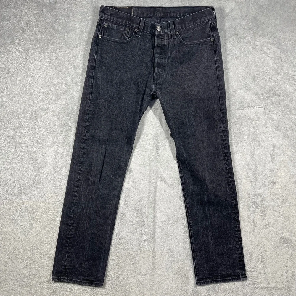 Levi's 501 Original Fit Jeans Men 33(32)x32(30) Black Straight‎ Leg Button Fly